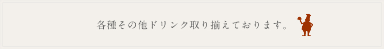 各種その他ドリンク取り揃えております。